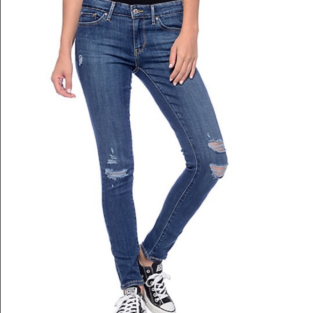 Levi’s 711 skinny jeans distressed denim